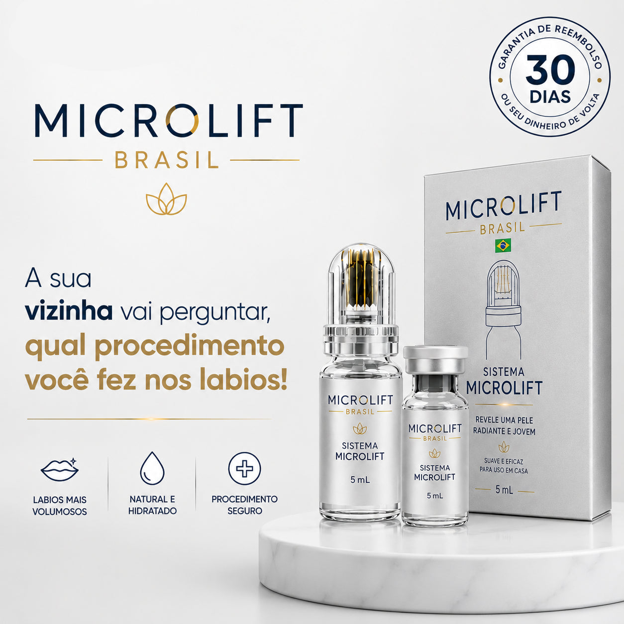 Lábios mais volumosos e suaves em 5 minutos com o sistema MicroLift.